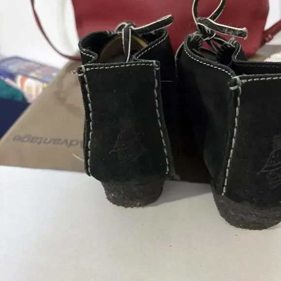 CLARKS ORIGINALS US10 Faraway Canyon Booties Black Leather Wedge Crepe Soul - Picture 5 of 12